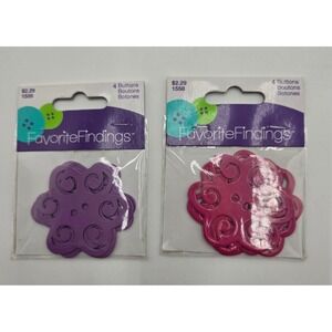 Favorite Findings Flower Buttons 2 Packs Pink Purple Swirl 1558 1559 Blumenthal